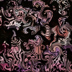 chaotic curve oil on water marbling pattern in bright warm purple pink and white colours and rectangular geometric shapes on a black background