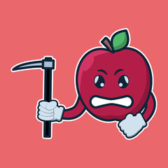 vector illustration of
 apple character 
angry