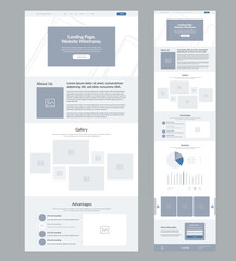 Website design template. Landing page wireframe.