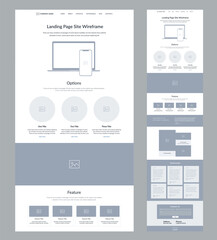 Website design template. Landing page wireframe.