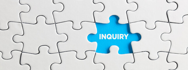 Missing puzzle piece with the word inquiry.