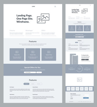 Website design template. Landing page wireframe.