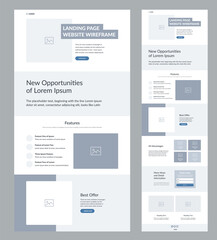 Website design template. Landing page wireframe.