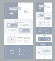 Website design template. Landing page wireframe.