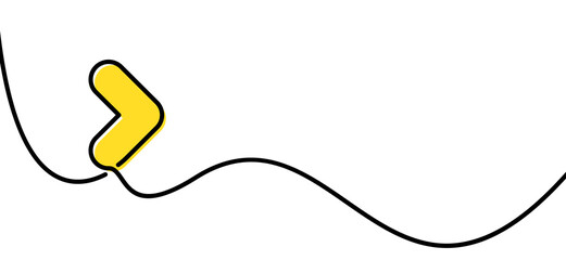 Single line drawn yellow play arrow.
