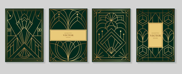 Gold and Luxury Invitation card design vector. Abstract geometry frame and Art deco pattern background. Use for wedding invitation, cover, VIP card, print, poster and wallpaper. Vector illustration.  © TWINS DESIGN STUDIO