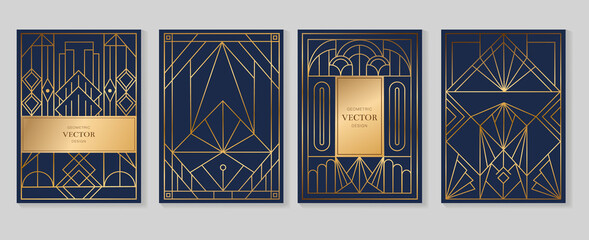 Gold and Luxury Invitation card design vector. Abstract geometry frame and Art deco pattern background. Use for wedding invitation, cover, VIP card, print, poster and wallpaper. Vector illustration.  © TWINS DESIGN STUDIO