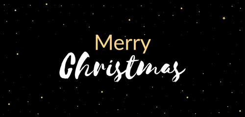 Fototapeta na wymiar Banner Merry Christmas Black and gold background, with element stars