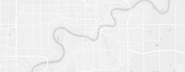 White and light grey Edmonton city area vector horizontal background map, streets and water cartography illustration.