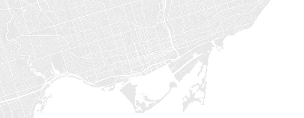 White and light grey Toronto city area vector horizontal background map, streets and water cartography illustration. © Kostiantyn