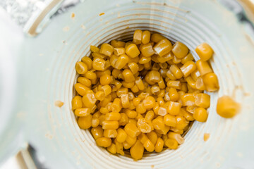 Canned corn in a jar close-up. High quality photo