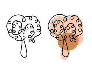 One line art mushroom. Fresh concept for vegetable icon. Modern continuous line draw design graphic vector illustration. The object is drawn with a single line. Linear style. Abstract shapes