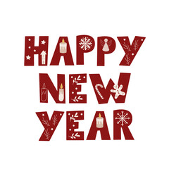 Happy New Year Lettering phrase. Vector illustration.