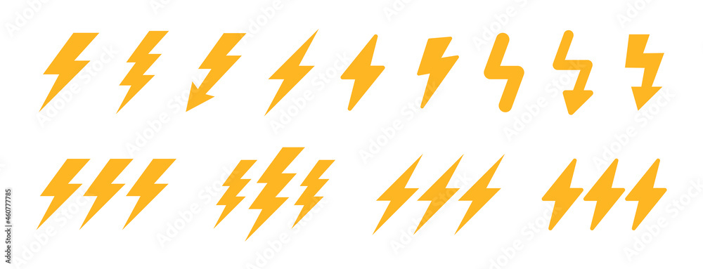 Poster lightning bolt vector icon set.