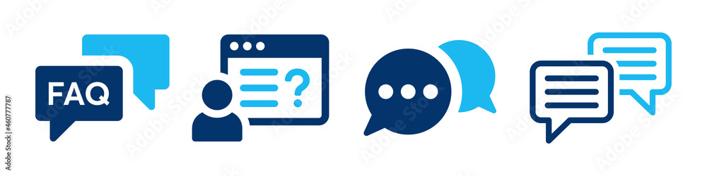 Aufkleber faq icon set. frequently asked questions icon vector illustration.