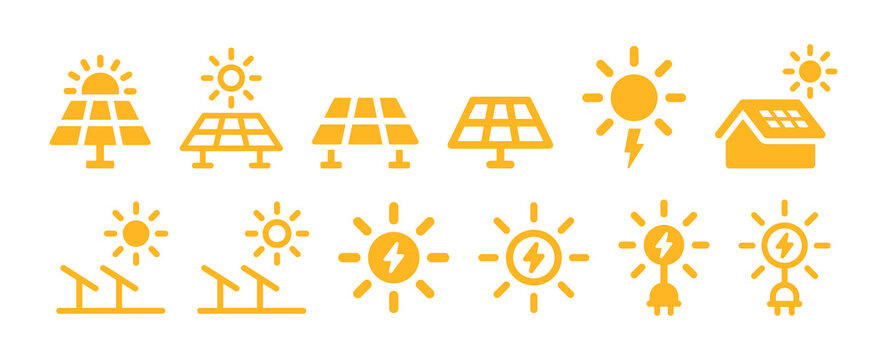 Solar panel icon set. Solar energy icon vector illustration.