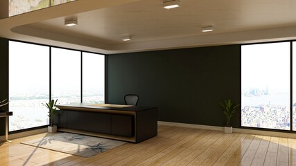 realistic 3d office front desk or receptionist room with modern design interior