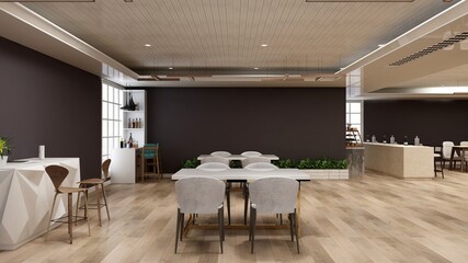 Fototapeta na wymiar luxury wooden restaurant 3d design interior for wall mockup
