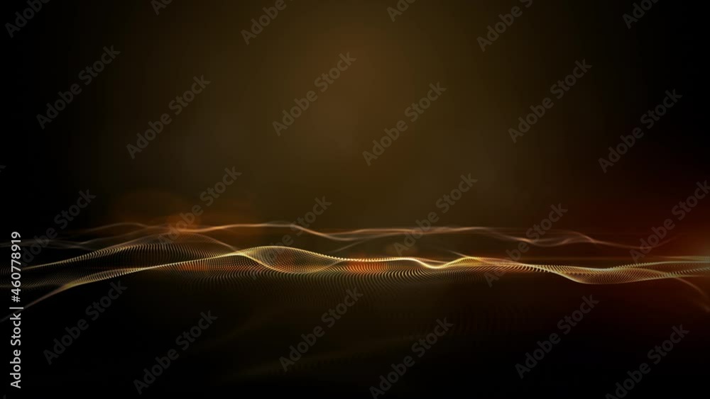 Poster digital particle wave and light abstract background, 3d rendering animation 4k