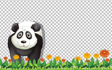 Obraz na płótnie Canvas Panda bear standing on green grass on transparent background