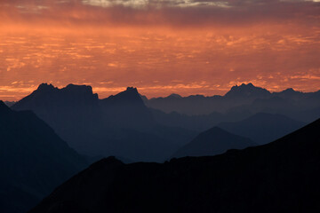 sunrise in the swiss alps