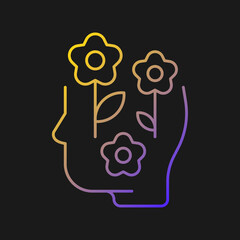 Positive mindset vector icon for dark theme. Optimistic attitude. Lifestyle and approach. Skill that leads to success. Thin line color symbol. Modern style pictogram. Vector isolated outline drawing