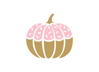 Cute Halloween vector pumpkin illustration. Cartoon autumn symbol