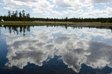 cloud on the water on a lake in Bryce Canyon National Park in united states