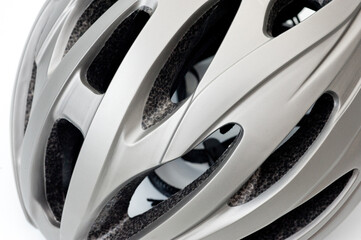 Cycling helmet plastic gray metal color, to protect the head of the cyclist during the trip.