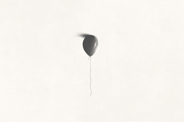 illustration of balloon flying at the end of the sky, surreal minimal concept - obrazy, fototapety, plakaty