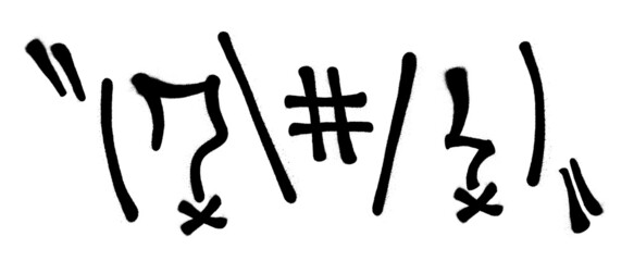 Fototapeta premium Graffiti spray font alphabet with a spray in black over white. Vector illustration. Part 11
