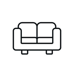 Sofa linear icon. Thin line customizable illustration. Vector isolated outline drawing. Editable stroke