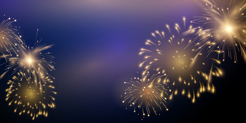 Fototapeta premium firework and christmas themed Celebration party 2022 Happy New Year background design.