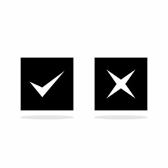 Check and wrong marks, Tick and cross marks, Accepted/Rejected, Approved/Disapproved, Yes/No, Right/Wrong, Green/Red, Correct/False, Ok/Not Ok - vector mark symbols. White outline design.