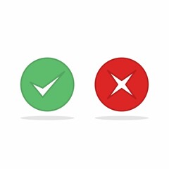 Check and wrong marks, Tick and cross marks, Accepted/Rejected, Approved/Disapproved, Yes/No, Right/Wrong, Green/Red, Correct/False, Ok/Not Ok - vector mark symbols in green and red. Isolated icon.