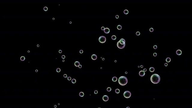 Birthday Celebration. Soap Bubbles Particles with Loop Animation Alpha Channel Prores 4444.