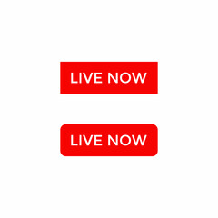 Live Now Button Icon Vector in Flat Style