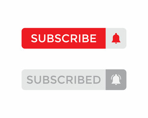 Subscribe Button and Subscribed Icon Vector for Streaming Channel Subscription