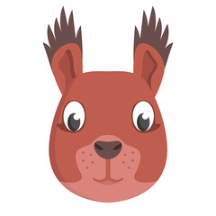 Squirrel face front view. Animal head in cartoon style.