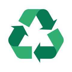 Obraz premium Universal Recycling Symbol. Theme of low or zero waste, clear energy, natural resources conservation, natural ecosystems protection or ecological sustainability of the planet. Green flat vector symbol