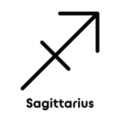 Sagittarius - astrological sign. One of twelve zodiac symbols. Simple solid line vector icon.