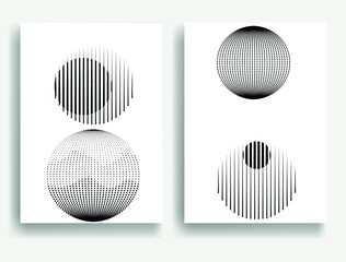 Aesthetic geometric brochures . Bauhaus poster . Black and white modern art design .Abstract minimal negative space poster . Contemporary art vector design 