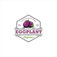 Eggplant Vegetable Logo Design Vector Image