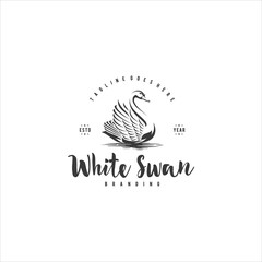 Swan Fowl Goose Logo Design Vector Image