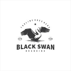 Fototapeta premium Swan Fowl Bird Vintage Retro Logo Design Vector Image