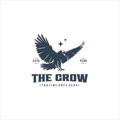 Crow Raven Bird Logo Design Vector Image