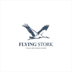 Stork Crane Bird Logo Design Vector Image