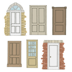 Doors set graphic color isolated sketch illustration vector