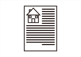 Símbolo negro de contrato de compra de una casa.