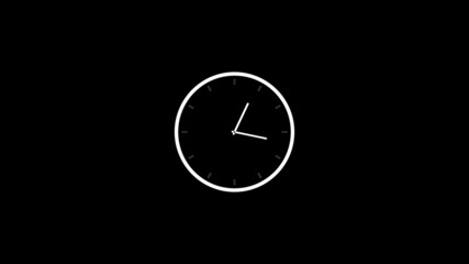 Time clock isolated icon for watch design. Clock icon in flat style, timer on black background. Business watch.